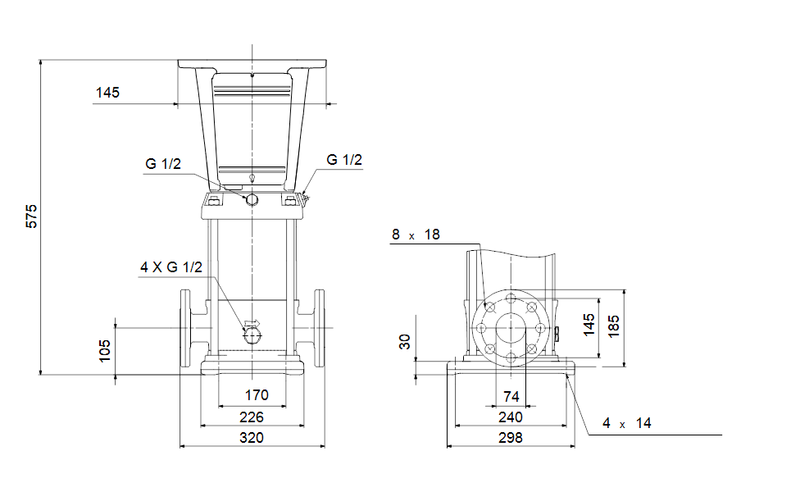 Grundfos 96534818 - CRN 32-2-2 A-F-A-V-HQQV | Multistage | Centrifugal | Vertical | Inline