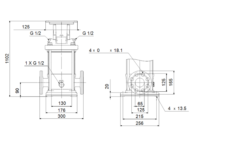 Grundfos 96530406 - CR 20-8 R-F-A-E-HQQE | Multistage | Centrifugal | Vertical | Inline