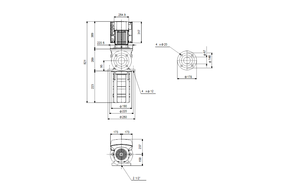Grundfos 99528842 - MTRE 32-2/2-1 A-G-A-HUUV | Multistage | Immersible | SelfPriming | Centrifugal | Vertical Installation | Vertical