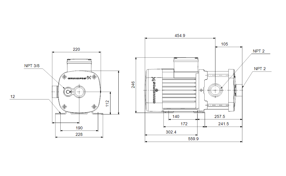 Grundfos 99838516 - CM 15-2 X-S-I-V-AQQV J-A-A-N | Horizontal | End Suction | Centrifugal