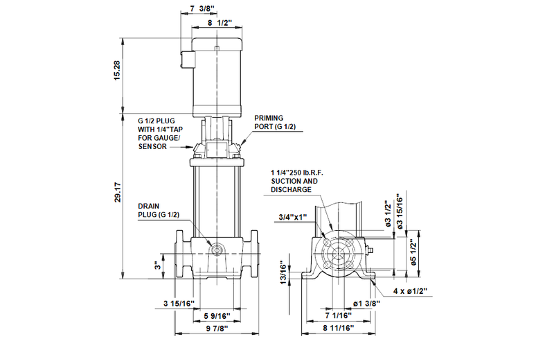 Grundfos 96083269 - CR 3-25 | Multistage | SelfPriming | Centrifugal | Vertical
