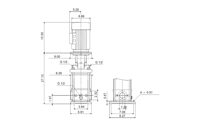 Grundfos 96084564 - CRI 5-16 A-CA-A-V-HQQV | Multistage | Centrifugal | Vertical | Inline