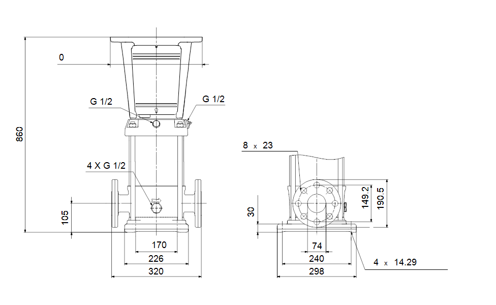 Grundfos 99089526 - CRN 32-6-2 A-G-A-V-HQQV | Multistage | Centrifugal | Vertical | Inline