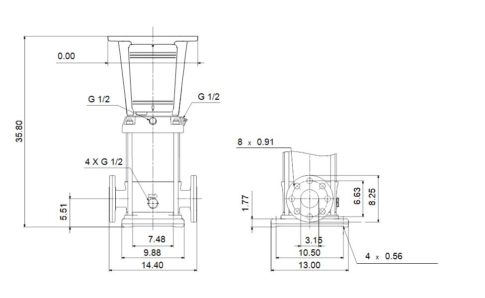 Grundfos 96415850 - CRN 45-4 A-G-A-E-HQQE | Multistage | Centrifugal | Vertical | Inline