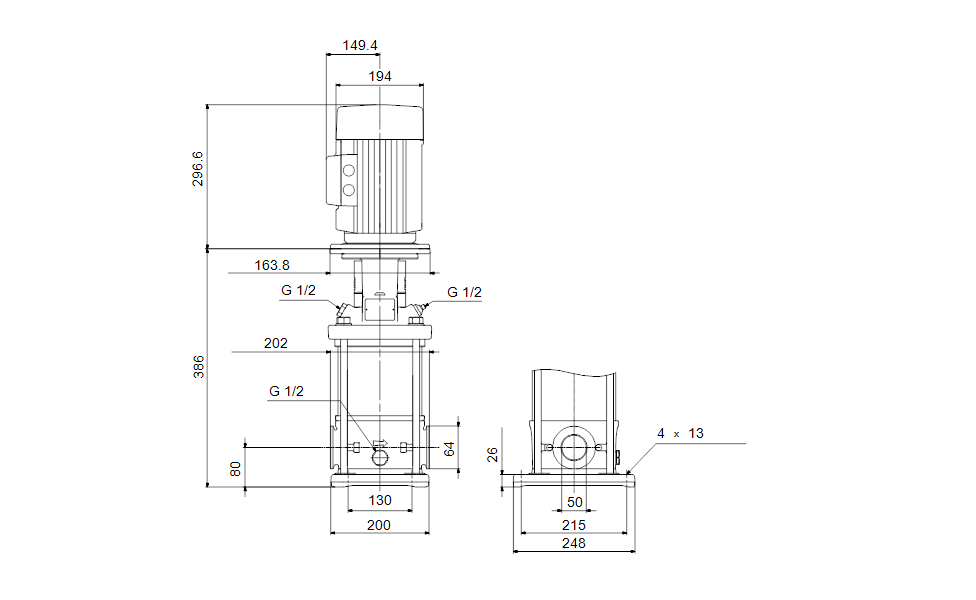 Grundfos 92930816 - CRN 10-2 A-CX-A-E-HQQE | Vertical | Multistage | Centrifugal