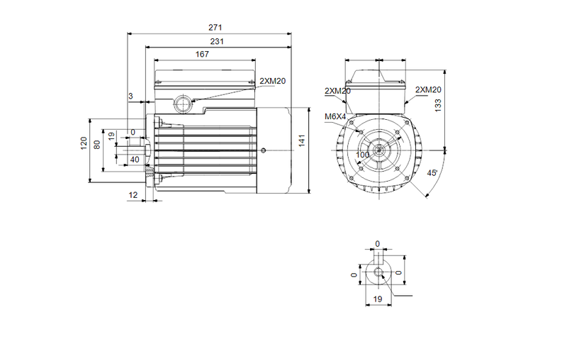 Grundfos 85455104 | Single‑Phase Motor | Grundfos MG80B Frame | 0.75 HP | TEFC