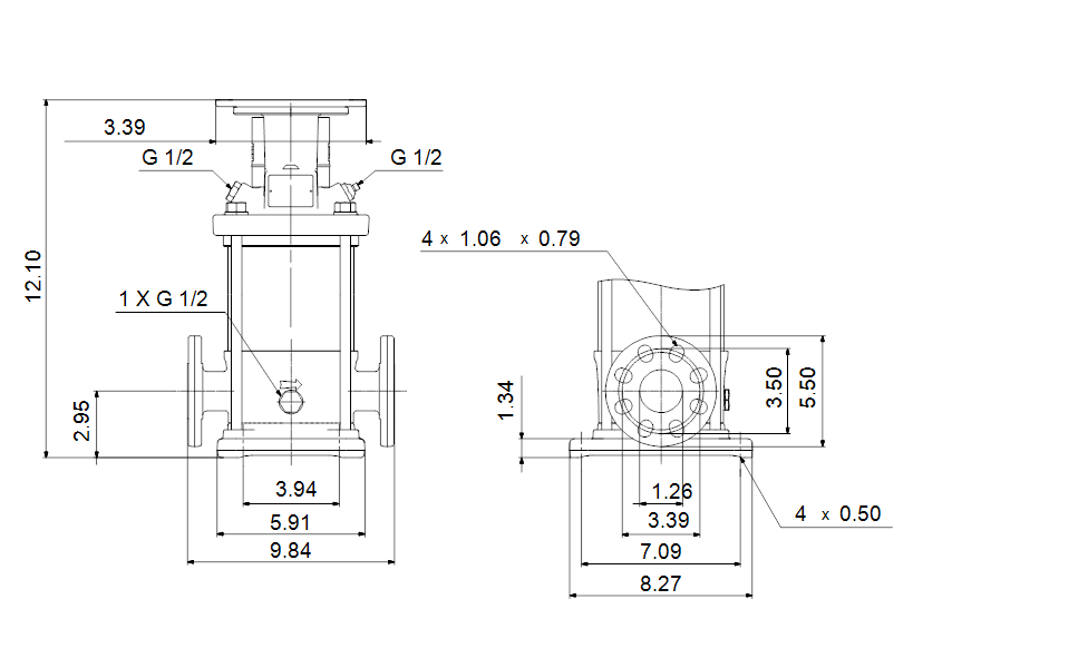 Grundfos 96082851 - CRN 1-2 A-FGJ-A-E-HQQE | Multistage | Centrifugal | Vertical | Inline