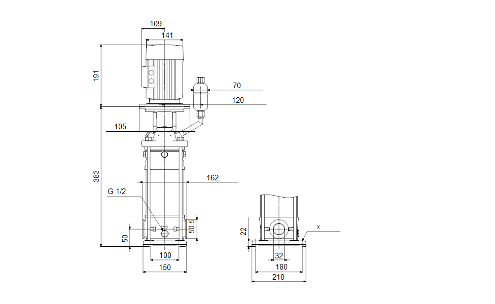 Grundfos 98140026 - CRN 3-4 FO-CX-A-F-HQQE | Vertical | Multistage | Centrifugal