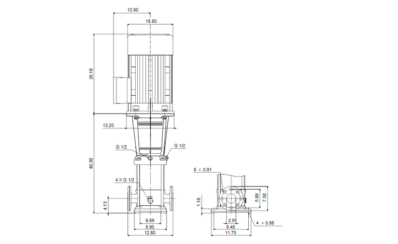 Grundfos 99918049 - CRN 32-9 A-G-A-E-HQQE | Multistage | Centrifugal | Vertical | Inline