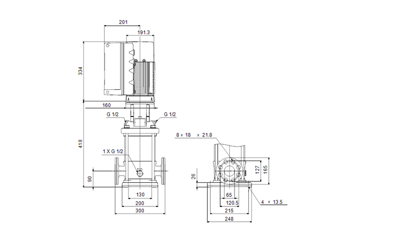 Grundfos 99071718 - CRNE 20-2 A-FGJ-A-E-HQQE | Multistage | Centrifugal | Vertical | Inline
