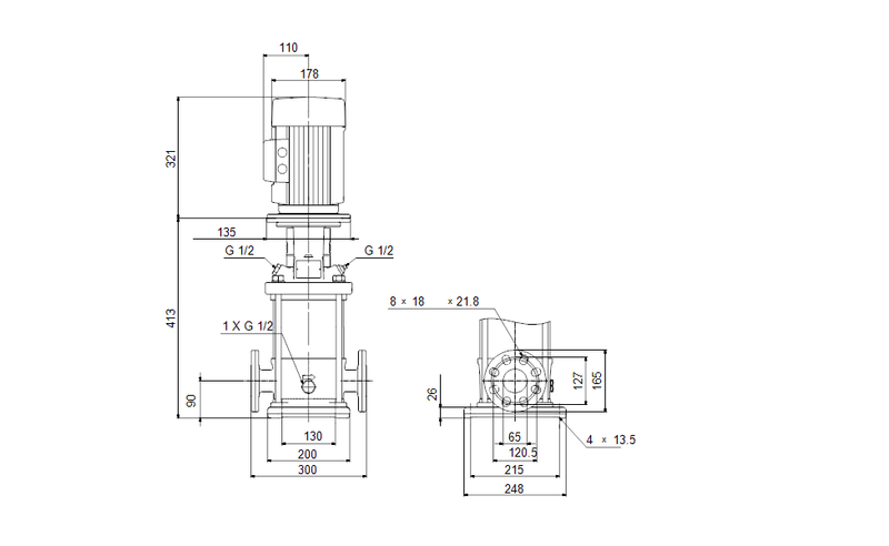 Grundfos 98161718 - CRN 20-2 A-FGJ-A-E-HQQE | Multistage | Centrifugal | Vertical | Inline