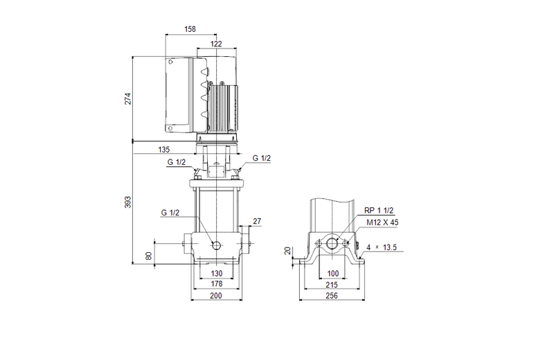 Grundfos 98390262 - CRE 10-3 A-A-A-E-HQQE | Multistage | Centrifugal | Vertical | Inline