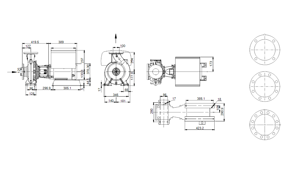 Grundfos 92613432 - NBSE 040-070/6.85 AASG6S2ESBQQELCA | SelfPriming | Centrifugal | Horizontal