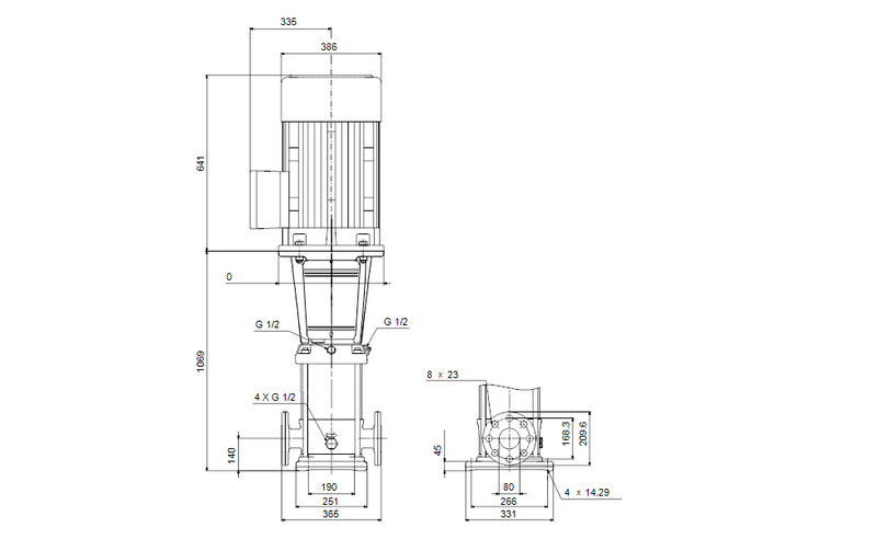 Grundfos 96419132 - CR 45-6 A-G-A-E-HQQE | Multistage | Centrifugal | Vertical | Inline