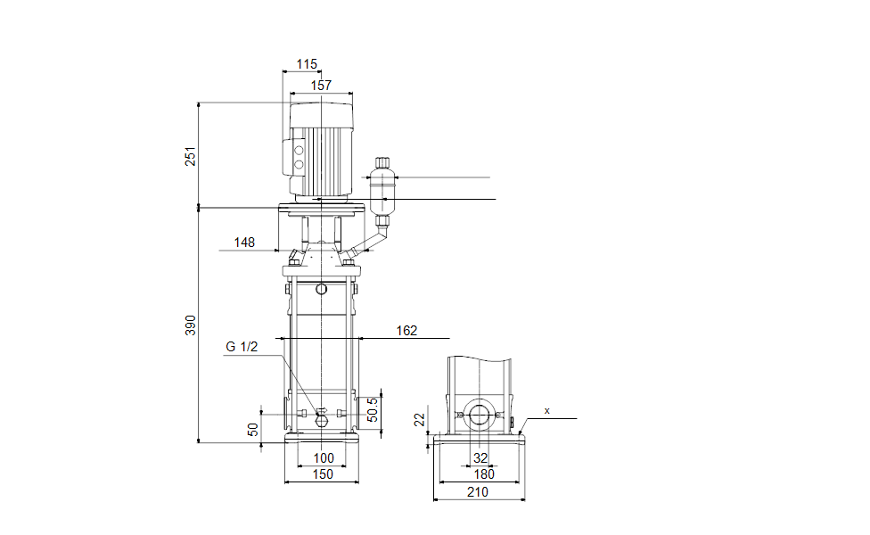 Grundfos 99829756 - CRN 1-2 F-CX-X-F-HQQE | Multistage | Centrifugal | Vertical | Inline