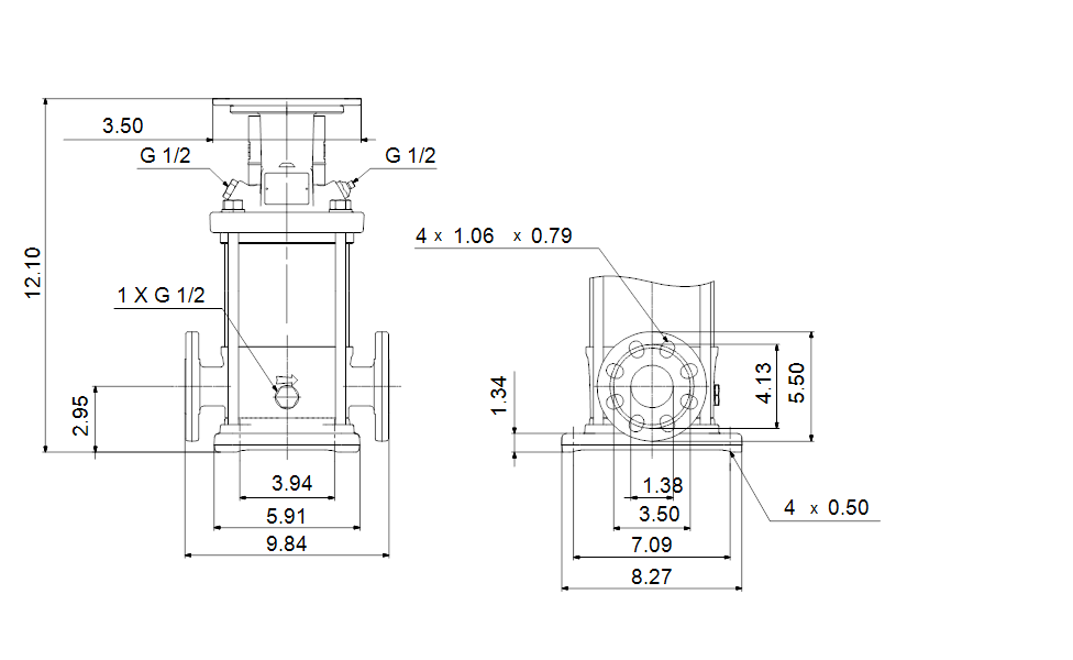 Grundfos 96081382 - CRI 1S-3 A-FGJ-A-E-HQQE | Multistage | Centrifugal | Vertical | Inline