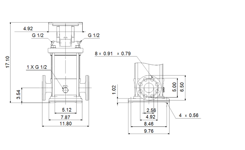 Grundfos 96127025 - CRN 15-2 A-FGJ-A-V-HQQV | Multistage | Centrifugal | Vertical | Inline