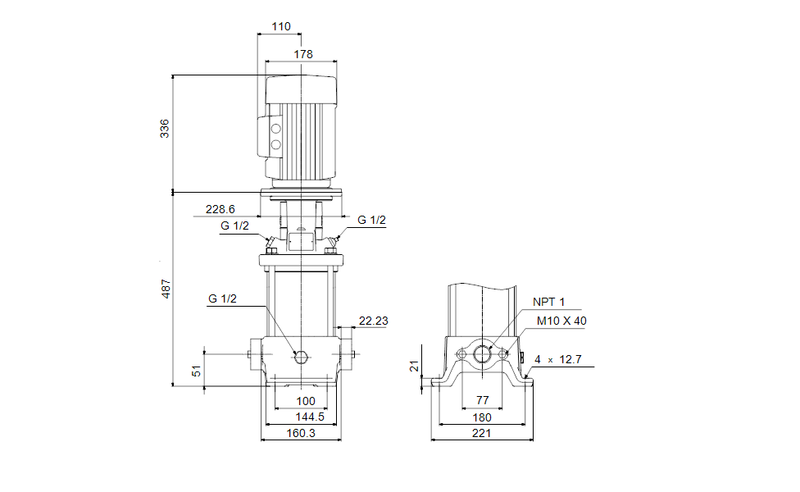 Grundfos 96630242 - CR 3-13 K-B-A-E-HQQE | Multistage | Centrifugal | Vertical | Inline