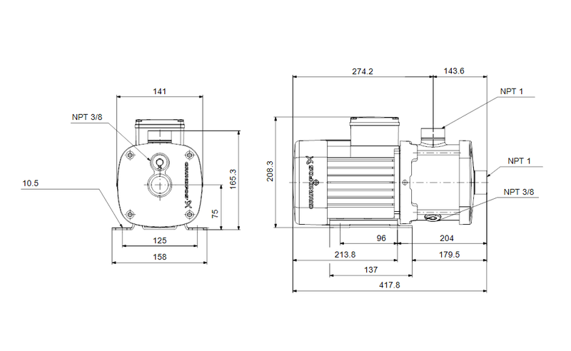 Grundfos 98125782 - CM 1-6 A-S-I-V-AQQV B-A-A-N | Horizontal | End Suction | Centrifugal