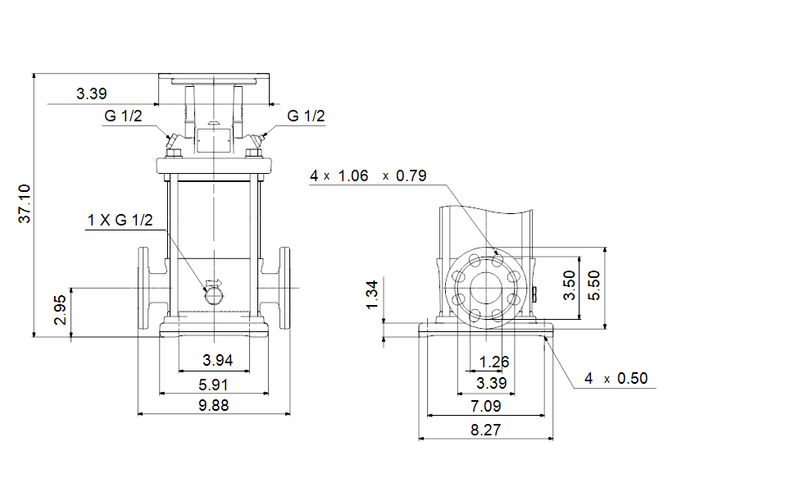 Grundfos 96085104 - CRN 5-24 A-FGJ-A-V-HQQV | Multistage | Centrifugal | Vertical | Inline