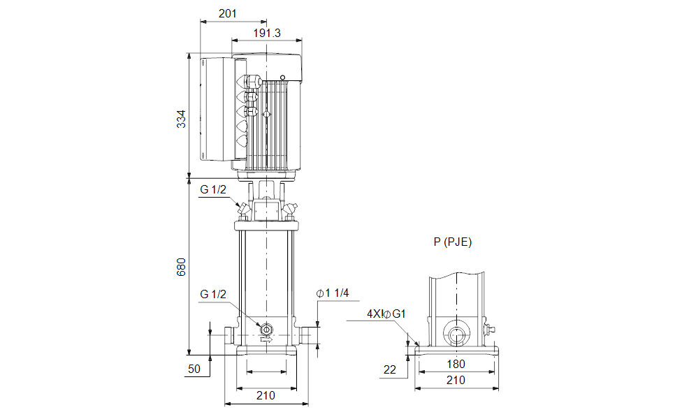 Grundfos 99050564 - CRNE 3-23 Q-P-T-E-HQQE | Vertical | Multistage | Inline | Stainless Steel