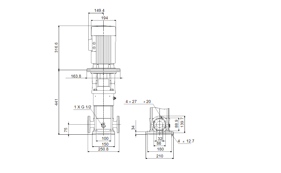 Grundfos 92924399 - CRN 5-4 M-FGJ-L-E | Vertical | Multistage | Centrifugal