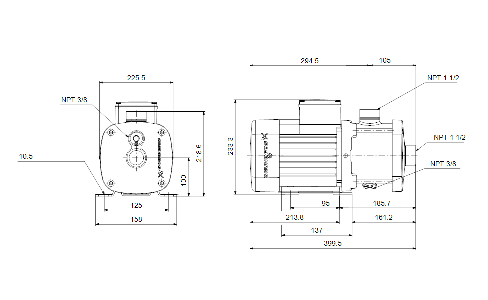 Grundfos 97568499 - CM 10-1 A-S-I-E-AQQE B-A-A-N | Multistage | Centrifugal | Horizontal