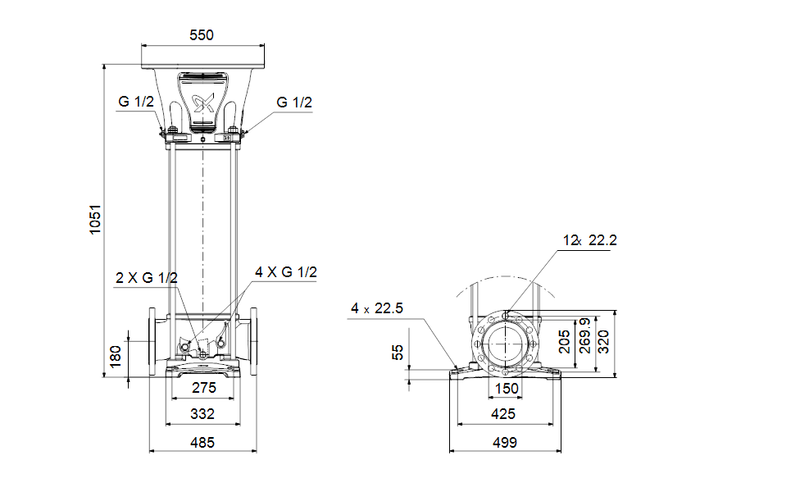 Grundfos 92801442 - CRN 155-3-1 B-G-A-E-HQQE | Vertical | Multistage | Centrifugal