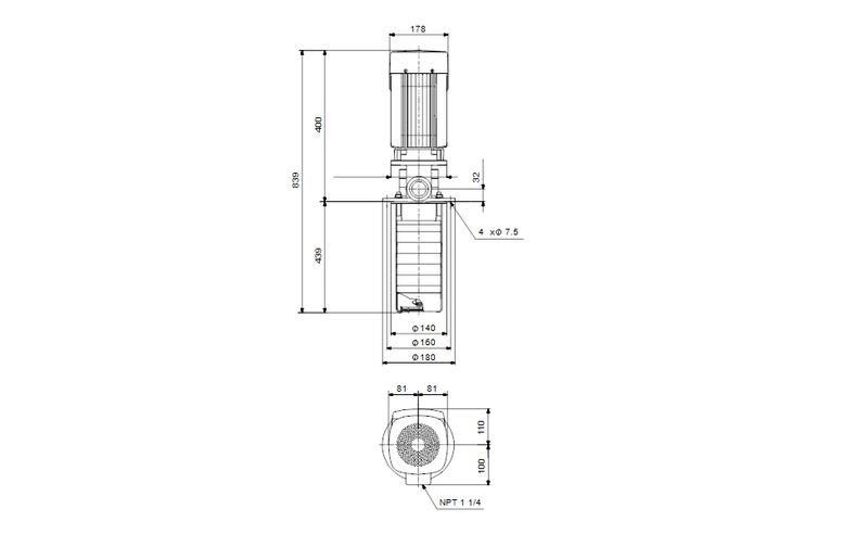 Grundfos 98921220 - MTR 8-10/3-1 A-WB-A-HUUV | Multistage | Immersible | SelfPriming | Centrifugal | Vertical Installation | Vertical