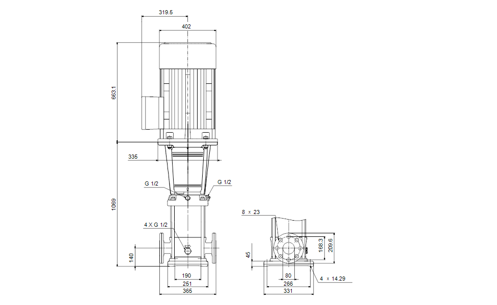 Grundfos 92681337 - CRN 45-6 K-G-A-E-HQQE | Vertical | Multistage | Centrifugal