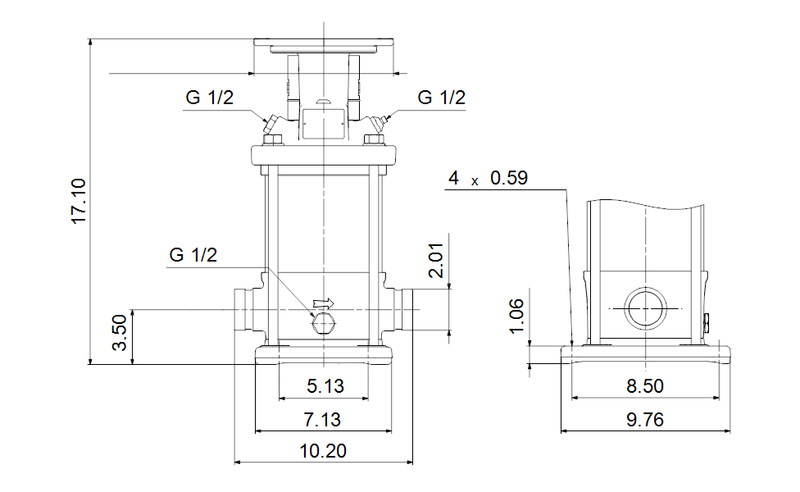 Grundfos 96127156 - CRN 20-2 A-P-A-V-HQQV | Multistage | Centrifugal | Vertical | Inline