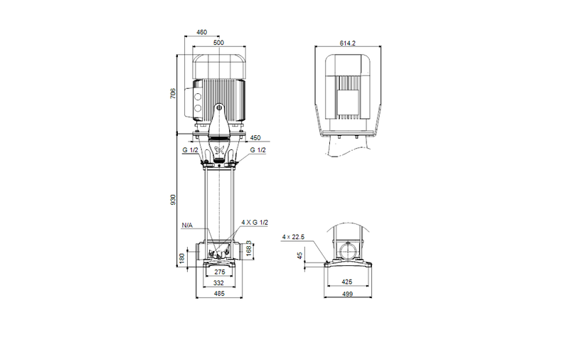 Grundfos 99145316 - CRN 155-2 A-P-A-V-HQQV | Multistage | Centrifugal | Vertical | Inline