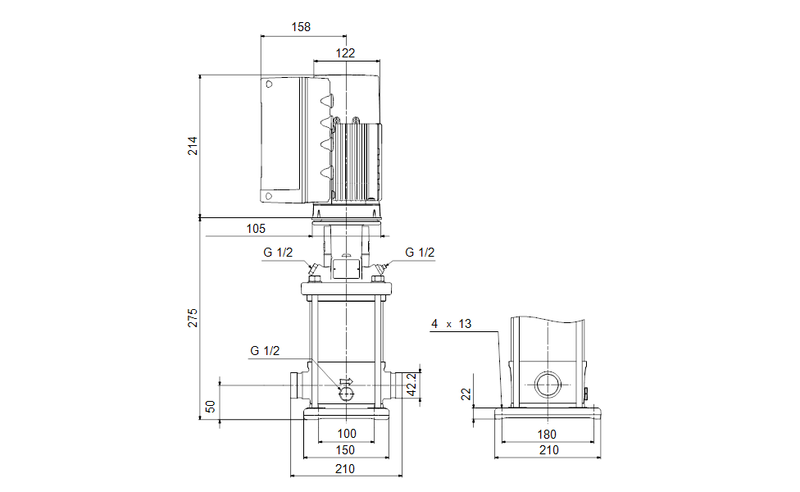 Grundfos 98389915 - CRNE 3-4 N-P-A-E-HQQE | Multistage | Centrifugal | Vertical | Inline