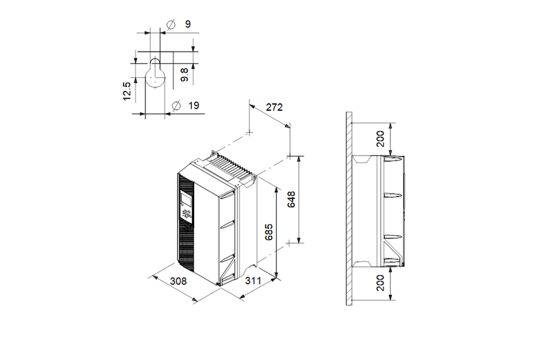 Grundfos 99616859 - CUE 3X525-600V IP55 45KW DC | Pump Controller | Frequency Converter | Wall Mounted