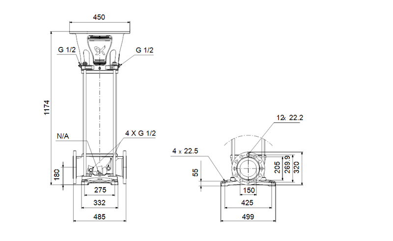 Grundfos 92858889 - CR 125-4-2 E-G-A-E-HQQE | Vertical | Multistage | Centrifugal