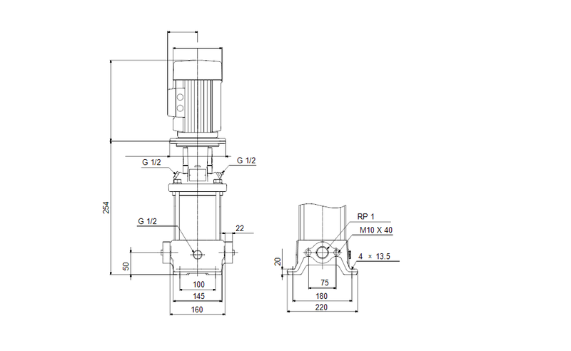 Grundfos 98160487 - CR 1-2 A-A-A-E-HQQE | Vertical | Multistage | Centrifugal