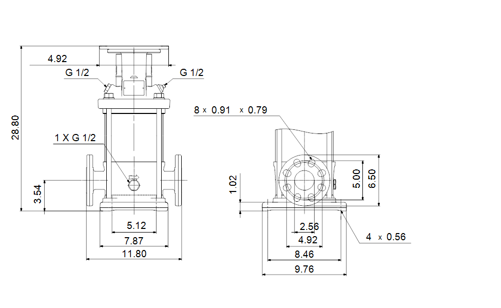 Grundfos 96127134 - CRN 20-7 A-FGJ-A-E-HQQE | Multistage | Centrifugal | Vertical | Inline