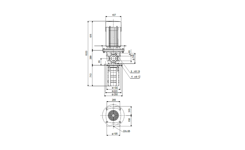 Grundfos 98472909 - MTR 32-9/9 A-F-A-HUUV | Multistage | Immersible | SelfPriming | Centrifugal | Vertical Installation | Vertical
