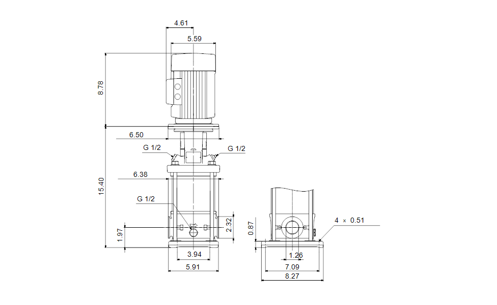Grundfos 96083484 - CRI 3-9 A-CA-A-V-HQQV | Multistage | Centrifugal | Vertical | Inline