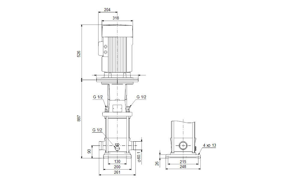 Grundfos 96512265 - CRN 20-9 S-P-A-V-HQQV | Multistage | SelfPriming | Centrifugal | Vertical | Horizontal