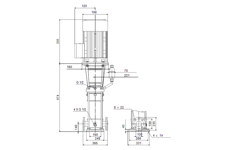 Grundfos 98382601 - CR 64-4-2 F-F-A-E-HQQE | Multistage | Centrifugal | Vertical | Inline
