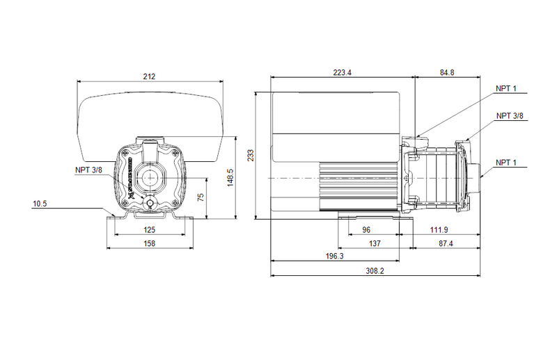Grundfos 98394840 - CME 3-2 A-S-A-E-AVBE U-A-D-N | Multistage | Centrifugal | Horizontal