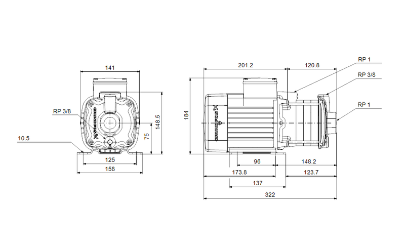 Grundfos 97689064 - CM 1-4 A-R-A-V-AQQV J-A-A-N | Horizontal | End Suction | Centrifugal