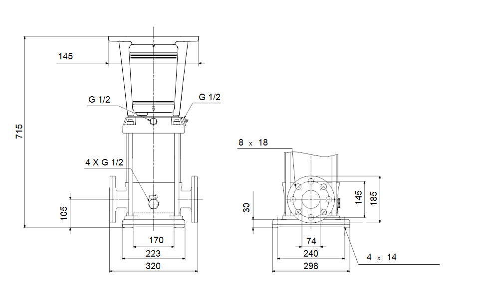 Grundfos 96534592 - CR 32-4 A-F-A-E-HQQE | Multistage | Centrifugal | Vertical | Inline