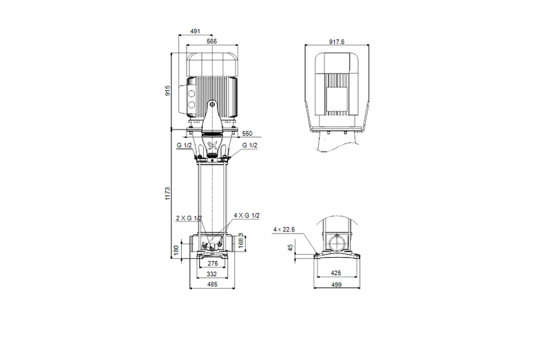 Grundfos 99145217 - CRN 125-4 A-P-A-V-HQQV | Multistage | Centrifugal | Vertical | Inline