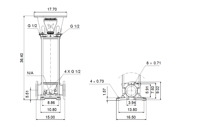 Grundfos 99400163 - CR 95-3 A-G-A-E-HQQE | Vertical | Multistage | Centrifugal