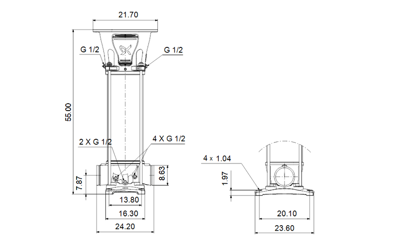 Grundfos 99971264 - CRN 185-5-1 A-P-A-V-HQQV | Multistage | Centrifugal | Vertical | Inline