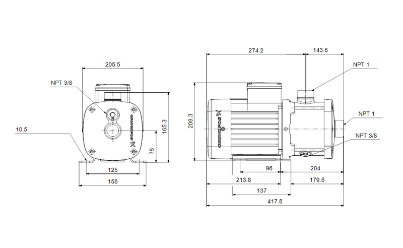 Grundfos 98125768 - CM 1-7 A-S-I-E-AQQE B-A-A-N | Multistage | Centrifugal | Horizontal