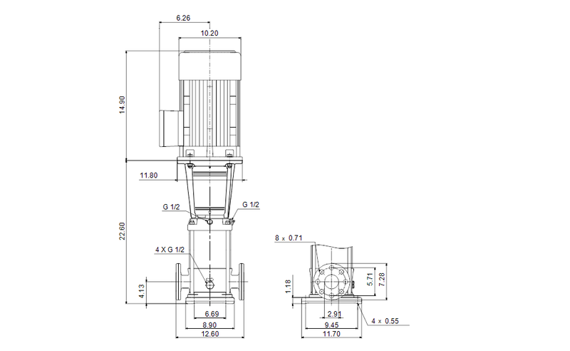 Grundfos 98675936 - CRN 32-2 A-F-A-V-HQQV | Multistage | Centrifugal | Vertical | Inline