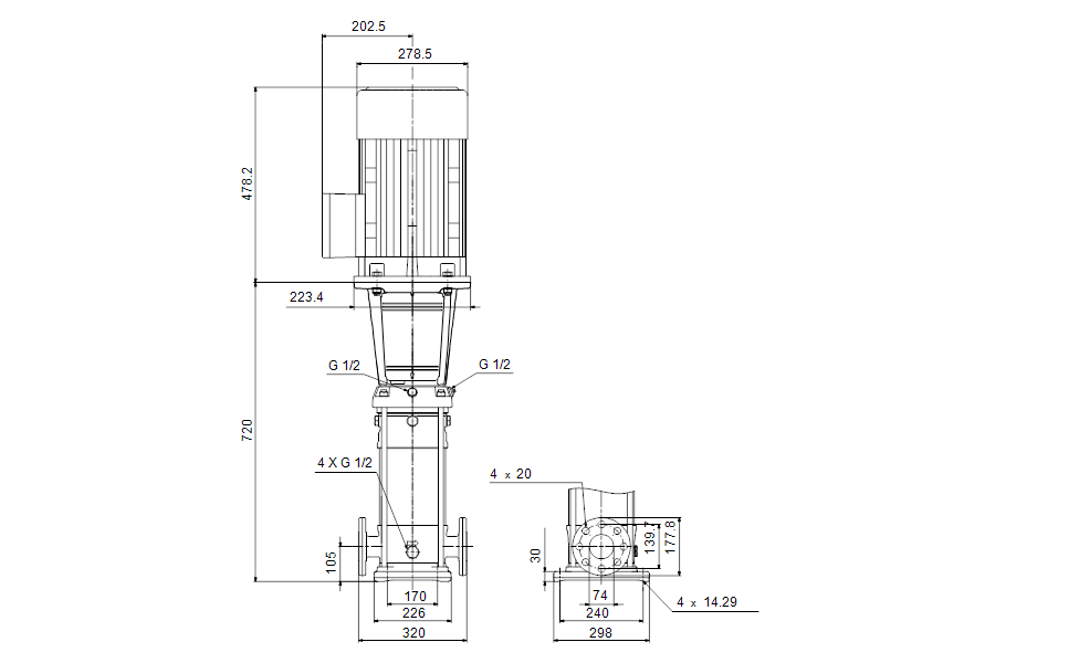 Grundfos 92877137 - CRN 32-2-2 B-G-H-K-PQQK | Vertical | Multistage | Centrifugal